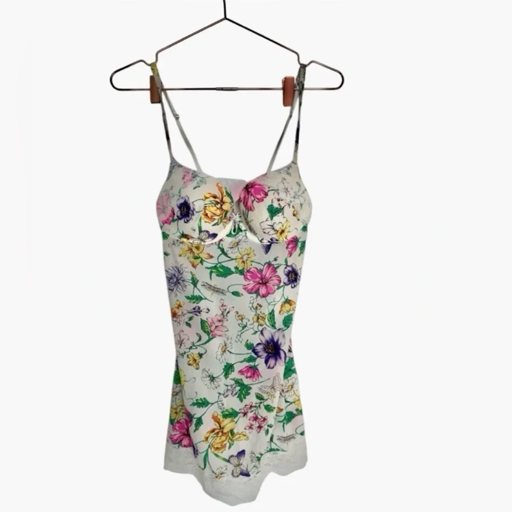 Vintage Victoria’s Secret Floral Butterfly Lace Babydoll Chemise Slip Dress 36B
